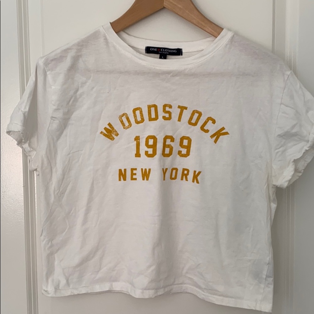 Woodstock graphic T-shirt crop top size L